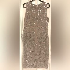 NWT Mac Duggal Sz 10 Formal Beaded Shift Dress, “Vintage Lilac” Mauve/Gray